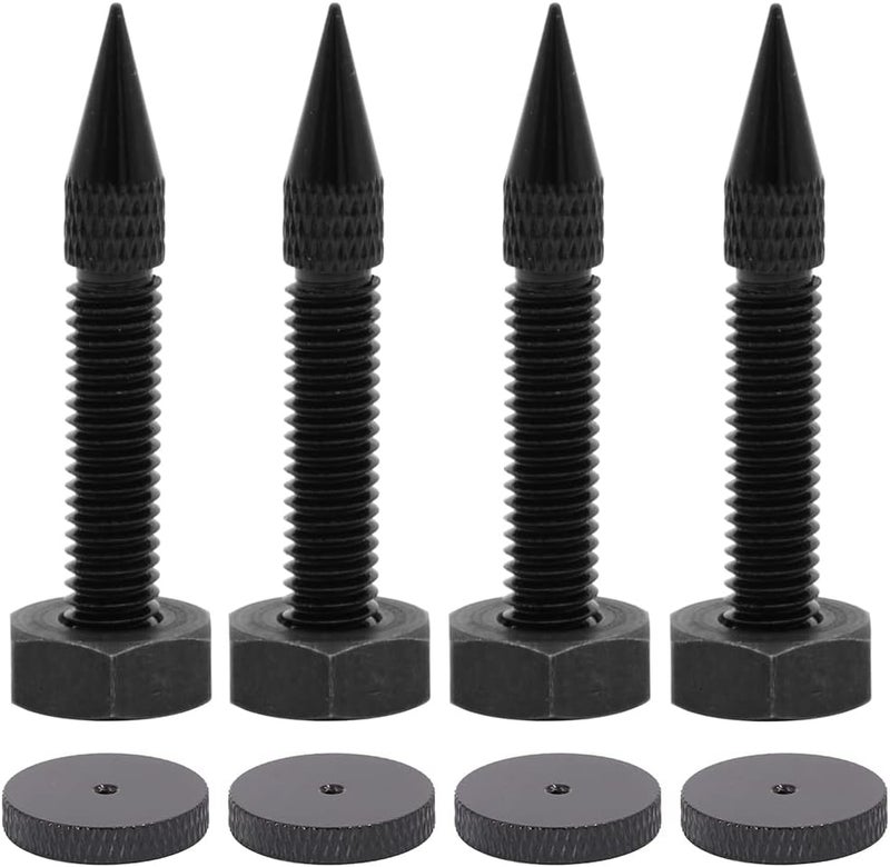 Flushbay 4 Pack Speaker Spikes Floor Protectors Adjustable Speaker Isolation Spikes M6 Black for Subwoofer CD DVD Player Turntable Recorder Chassis with Speaker Isolation Feet Pad (M6) - Image 1